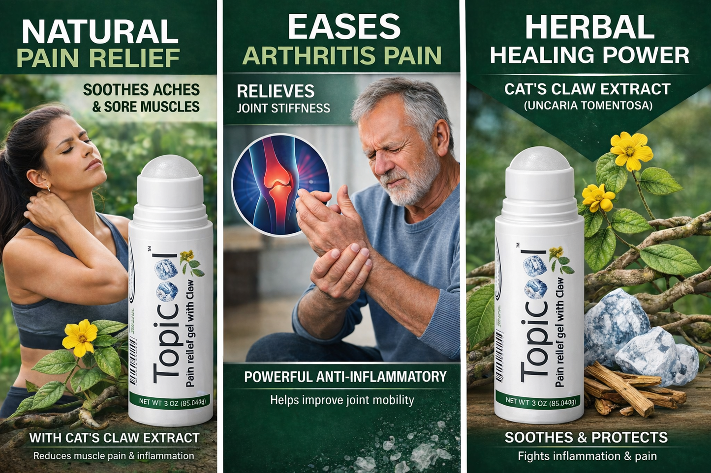 TopiCool Pain Relief Roll-On Gel (3 oz)
